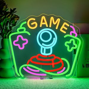 Letrero Luminoso LED con Forma de Joystick, Decoración de Pared, Alimentación USB, Blanco/Rosa, para Zona de Juegos y Zona de Viajes - Product Image 1
