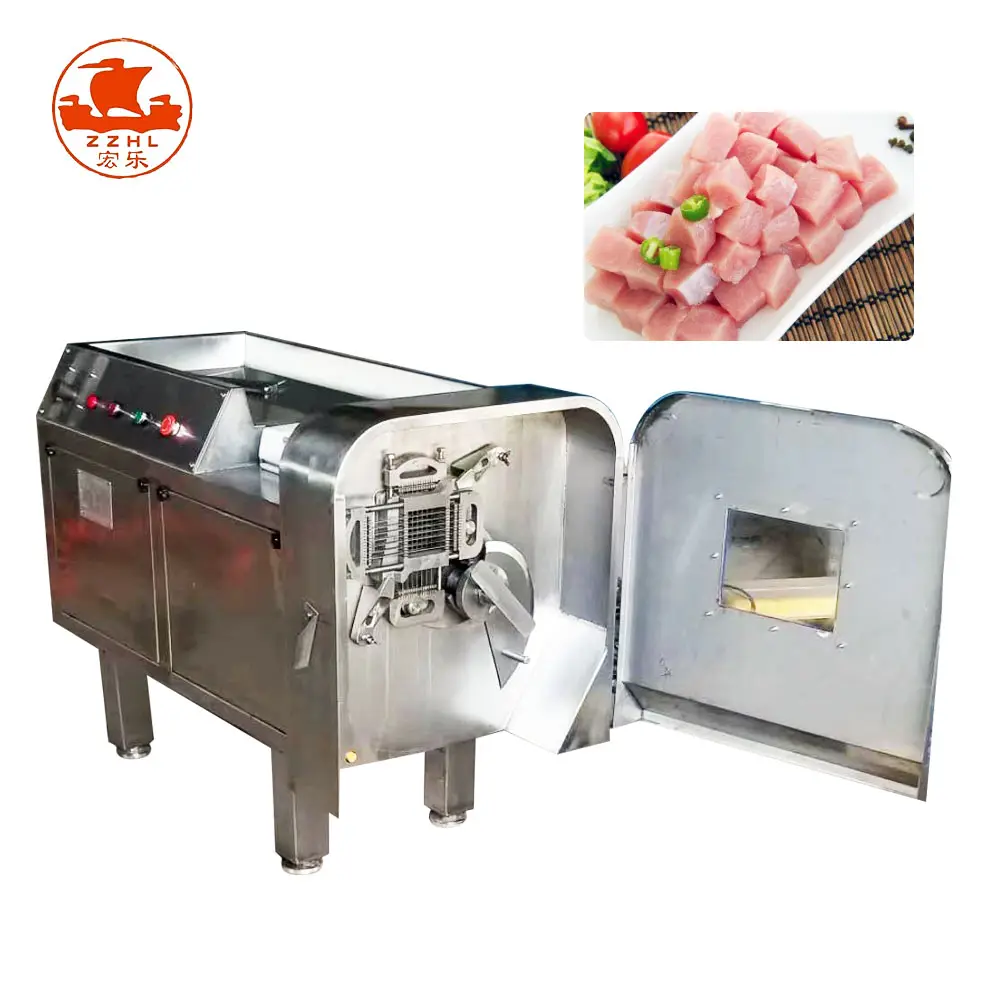 상업 스테인레스 스틸 신선한 고기 큐브 커터 고기 제품 Dicer 냉동 고기 슬라이서 기계 절단 자동