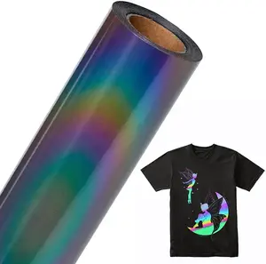 Youguang China Supplier Rainbow Reflective Heat Transfer Film Customized Logo Reflective Screen Heat Transfer Printing Label