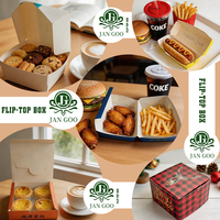 Boîte à hamburger jetable personnalisée, conteneur à emporter résistant à la graisse de qualité alimentaire pour restaurant de restauration rapide