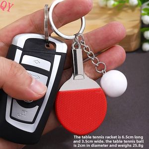 QQ <b>Mini</b> Minimalist Design PVC <b>Table</b> Tennis Racket and Ball Keychain Set Creative Fashionable Trendy Bag Charm Toy - Product Image 2