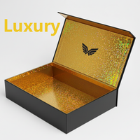 Boîte cadeau rigide pliable personnalisée avec fermeture magnétique, design pliable, gaufrage, laminage mat, doublure dorée