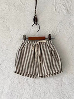 Nouvelles Pantalons Sarouel Rayés d'Été pour Garçons et Filles, Vêtements Décontractés en Coton Respirant pour Enfants, Longueur Mi-Mollet, Mode Bébé