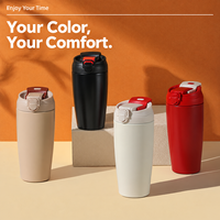 Thermos à café isotherme à double paroi en acier inoxydable 316 de 500 ml avec paille, design élégant, cadeau créatif pour couples et professionnels