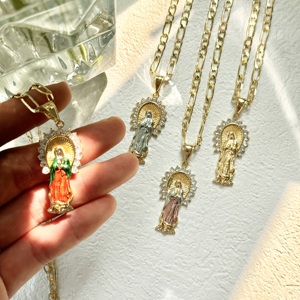 Collar con Colgante <span class=keywords><strong>de</strong></span> <span class=keywords><strong>la</strong></span> <span class=keywords><strong>Virgen</strong></span> Marí<span class=keywords><strong>a</strong></span>, Cadena Figaro Tricolor, Oro <span class=keywords><strong>de</strong></span> 14K, Joyerí<span class=keywords><strong>a</strong></span> Religiosa <span class=keywords><strong>de</strong></span> Moda, <span class=keywords><strong>Virgen</strong></span> <span class=keywords><strong>de</strong></span> <span class=keywords><strong>Guadalupe</strong></span>, Oro Laminado - Product Image 4