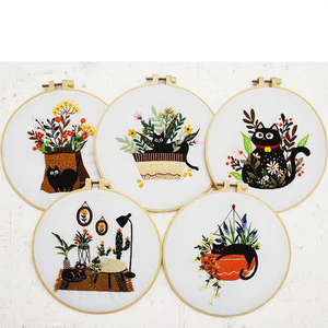 Kits de broderie au point de croix sur toile DIY, fil <span class=keywords><strong>à</strong></span> <span class=keywords><strong>broder</strong></span> fait main, kit de démarrage de broderie <span class=keywords><strong>avec</strong></span> cerceau et <span class=keywords><strong>fils</strong></span> de couleur - Product Image 3