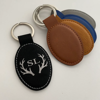 Personalisierter Monogramm-Schlüsselanhänger Lasergravierter PU-Leder-Schlüsselanhänger Kundenspezifischer Blanko-Lasergravierbarer Kunstleder Ovaler Schlüsselanhänger