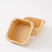 Boîte à lunch jetable en papier kraft carré imperméable pour les fêtes en plein air, les bureaux, les restaurants, l'emballage alimentaire