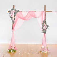 Guirlande florale artificielle rose poudré en chiffon pour arche de mariage, rideau de fond pour décoration de cérémonie de mariage sur arche en bois de bouleau