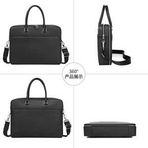 Maletín para hombre Cafen Kelvri de 15 pulgadas, bolso de negocios de piel de vaca de primera calidad, color sólido negro - Product Image 2