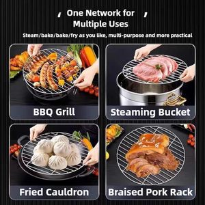 Rejilla Redonda de Acero Inoxidable de <span class=keywords><strong>14</strong></span> Pulgadas para Parrilla de Barbacoa, Rejilla de Repuesto Extra Gruesa, Negra, Fácil de Limpiar - Product Image 3