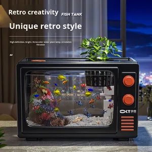 2025 nouveau modèle petit bureau réservoir de poissons carré en plastique poisson rouge <span class=keywords><strong>Aquarium</strong></span> intégré Filtration système d'oxygénation éco-paysage - Product Image 1