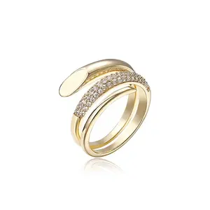 Gemnel gold vermeil jewelry micro pave diamond pure silver open ring silver