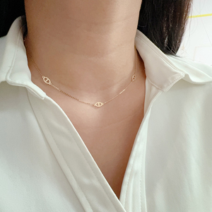 AU585 Collier en <span class=keywords><strong>or</strong></span> pur <span class=keywords><strong>jaune</strong></span> Chaîne pour femme Simple Fine Fine Choke Stack Collier en <span class=keywords><strong>or</strong></span> véritable 14K - Product Image 4