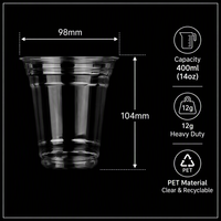 Gobelets jetables en plastique PET de haute qualité, personnalisables avec logo, diamètre 98 mm, 12-24 oz, avec couvercles, pour lait, jus, bubble tea et café