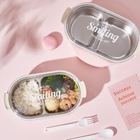 Thermische Lunchbox für Büroangestellte, Mikrowellengeeignete Plastik-Bento-Box für Studenten, Große Kapazität, Tragbar, Einlagig, 501-800ML