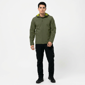 Chaqueta Softshell Personalizada para Hombre, Cuello Alto, Logotipo Frontal, Impermeable y con Capucha, 100% Algodón, Estilo Vintage - Product Image 1