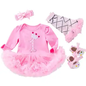 LSF12誕生日の女の赤ちゃんの服セット新生児コットンボディスーツピンクチュチュスカートレッグウォーマーヘッドバンドシューズ幼児服