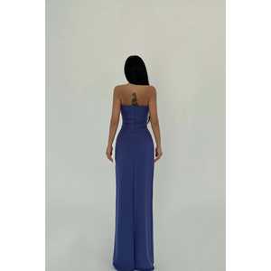 Robe de bal vintage Indigo Arco avec détail nœud, robe de soirée vintage d'hiver XS-XL en polyester tissé, taille naturelle, coupe crayon - Product Image 1