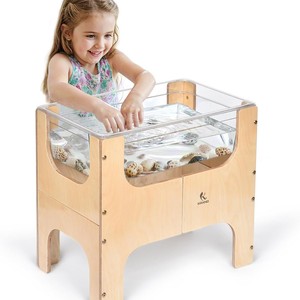 Cross-border wooden toddler toy table, children's <b>study</b> desk, portable combination table and <b>chair</b>, transparent educational - Product Image 1