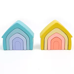 Hoge Kwaliteit Bpa Gratis Educatief Nieuwe Zachte Siliconen Bouwsteen Puzzel Set Groothandel Baby Stapelen Speelgoed Voor Kid