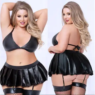 Größeres Bild anzeigen Teilen Sexy Plus Size Fat Damen Leder Sexy Dessous Kurze Unterwäsche Sexy Kostüme Erotische Dessous