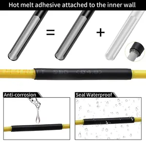 300 pièces polyoléfine rétrécissement assorti tube thermorétractable câble isolé gaine ensemble de tubes 3:1 manchon de tuyau étanche - Product Image 5