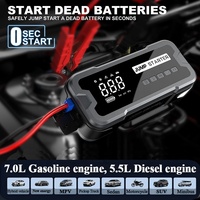 Démarreur de Voiture Portable 6-en-1 avec Batterie Externe 12V 24000mAh, Compresseur d'Air et Pack d'Urgence – Accessoires Auto