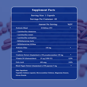 Cápsulas de Probióticos, Fibra Prebiótica, Certificación ISO9001, Vegano, Antioxidante, Producción Personalizada para Adultos, Marca del Cliente - Product Image 4