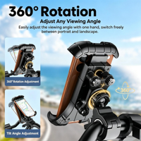 Support de téléphone pour moto, rotatif à 360°, support de téléphone à 4 griffes, support de téléphone rétractable pour vélo, support de téléphone pour cyclisme