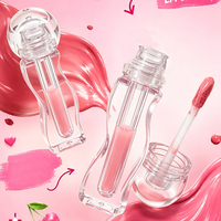 Tube de brillant à lèvres transparent de luxe sur mesure 3ml, boîte de brillant à lèvres en plastique ondulé, compacts cosmétiques à marque privée