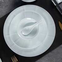 Service de table en porcelaine blanche pour hôtel/restaurant, restauration, buffet, bol à riz, tasse à café, soucoupe, assiette, style chinois Jingdezhen