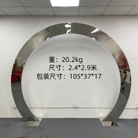 Miroir sur pied en acier inoxydable doré, arche circulaire, cadre de fond de scène pour mariage, décoration d'événements et de cérémonies, vente en gros