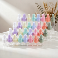 Vente en gros de flacons compte-gouttes miniatures en verre transparent de 1 ml, 2 ml, 3 ml, 5 ml, flacons vides pour huiles essentielles, compte-gouttes de couleurs assorties pour le codage olfactif