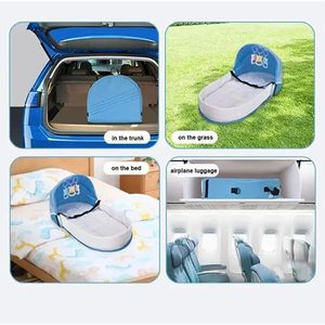 Cuna para Bebé, Tela de Felpa, Diseño Sólido, Plegable, Anti-aplastamiento, Cama Intermedia, Mosquitera, Colchón Cómodo, para Viajes - Product Image 2