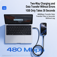 Câble de charge rapide 100W, connecteur en alliage de titane, nylon tressé haute densité, noyau en cuivre épaissi, transfert de données 480 Mbps