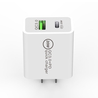 Cargador de Pared PD de 20 W con USB Tipo C y 2 Puertos QC3.0, Adaptador de Enchufe Universal para EE. UU., UE, AU, Reino Unido, para iPad Pro, para Teléfono, para Teléfono Móvil