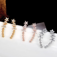Boucles d'oreilles tendance pour femmes, très populaires, avec zircon brillant, motif étoile et fleur, bijoux fantaisie avec livraison directe
