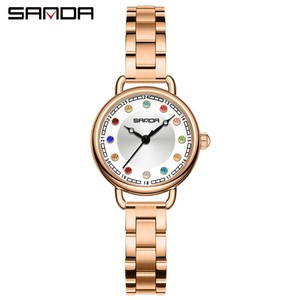 Reloj de Cuarzo Sanda 1130 para Mujer, Diseño Exclusivo y Elegante, Mini Reloj de Pulsera con Piedra de Nacimiento, Resistente al Agua, a la Moda - Product Image 1