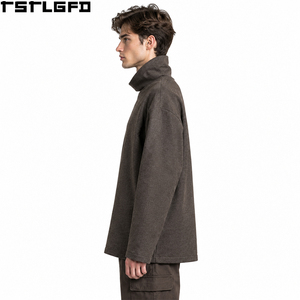 <span class=keywords><strong>Felpa</strong></span> da uomo con collo a trombetta, taglio e cucito, <span class=keywords><strong>marrone</strong></span> scuro, <span class=keywords><strong>oversize</strong></span>, in maglia, all'ingrosso - Product Image 3