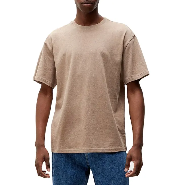 Regular Fit Basic Tee Short Sleeve Men's 100% Cotton Brown T Shirt