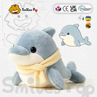 Peluche personnalisée Dauphin avec écharpe, Mascotte personnalisée, Matériau sûr et non toxique, CE UKCA, Peluche douce pour cadeau d'entreprise