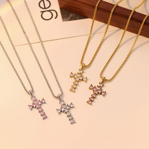 Новый крест ожерелье из нержавеющей стали ювелирные изделия PVD 14K 18k золото хип-хоп кубический циркон Распятие крест ожерелье Подарки - Product Image 2