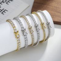 Pulsera de tenis vintage francesa de plata de ley 925 con circonitas multicolor chapadas en rodio y oro de 14K (opcional), joyería fina, regalo