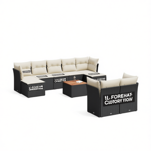 Black Garden <b>Sofa</b> <b>Set</b> With Cushions UV Resistant PE Rattan Outdoor Furniture Contemporary Design Waterproof Garden Use - Product Image 1