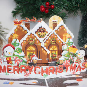 Creative Gingerbread House Árbol de Navidad Muñeco de nieve Almendra Candy Stick Guirnalda de Navidad Corriendo Elk Feliz Navidad Tarjeta emergente 3D - Product Image 2