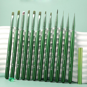 Pinceau de nail art à manche en bois vert, applicateur de gel fin à une seule traite pour ombrage et mélange, outil de manucure - Product Image 2