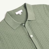 Logo personnalisé Pull polo en tricot à boutons respirants en lin pour hommes