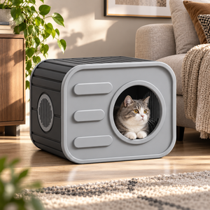 Casa Moderna para Gatos <span class=keywords><strong>de</strong></span> Interior, <span class=keywords><strong>Cueva</strong></span> Ventilada <span class=keywords><strong>de</strong></span> PP para Mascotas, Refugio para Gatos y Perros Pequeños, Fácil <span class=keywords><strong>de</strong></span> Limpiar - Product Image 2