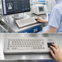 PC-800TP-DESK IP65 Keyboard Desktop Industri Tahan Air dari Baja Tahan Karat dengan Touchpad 67 Tombol USB PS/2 untuk Mesin CNC Kios.